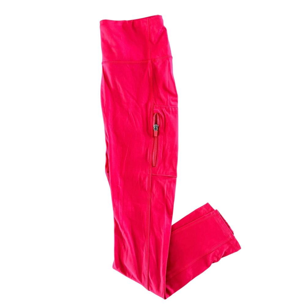 Fabletics Motion365 Medium Red Athletic Leggings Zip Pockets
